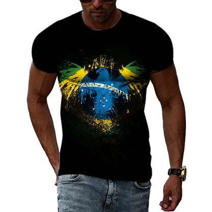 Brazilian Flag 3D Print T-shirts Summer Men Woman Short Sleeve Casual Tees Fashion Streetwear Harajuku T Shirt Kid Tops Clothing - Empire P.E