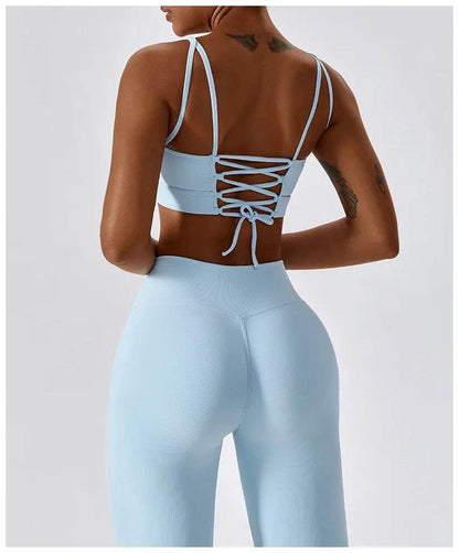 2PCS Seamless Yoga Set Gym Clothes Sportswear Yoga Suits For Women Fitness Rib Tracksuits Sports Bra Gym Leggings Sports Suits - Empire P.E