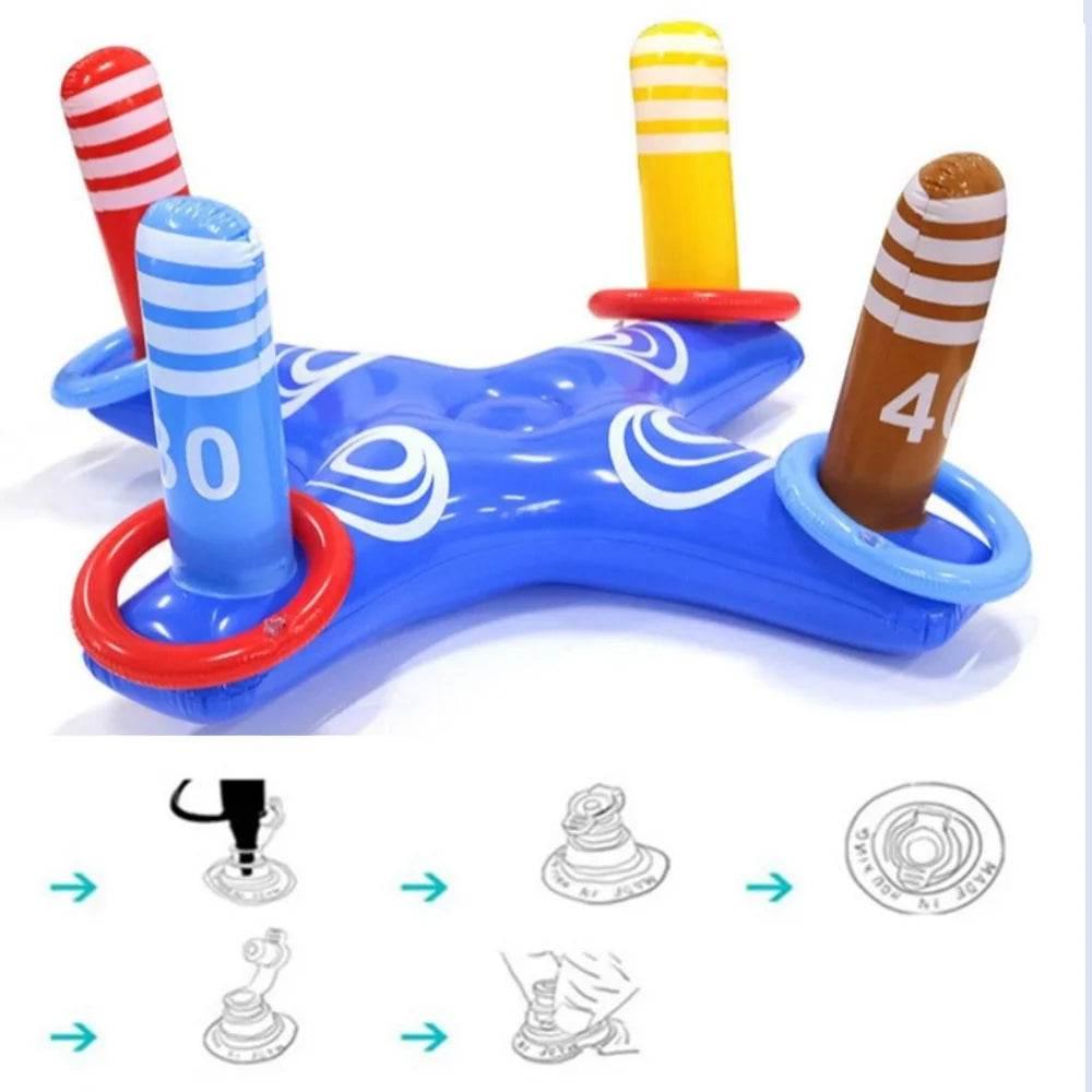 Summer Sport Swimming Inflatable Ring Toss Game Floating Pool Toys for Kids Adult Water Accessories Beach Supplies with 4 Loops - Empire P.E