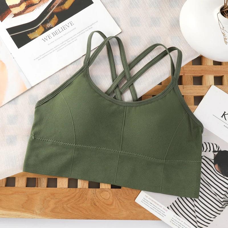 Sexy Women Tops Back Cross Strap Tank Top Push Up Running Sports Bra Breathable Soft Fitness Beauty Solid Color Yoga Bra - Empire P.E