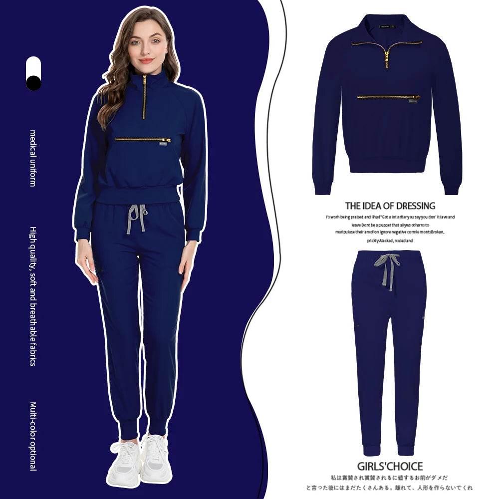 Long Sleeved Spa Uniforms High Quality Beauty and Health Workwear Scrubs Suits Tops+pants Scrubs Shirt with Pockets Work Clothes - Empire P.E