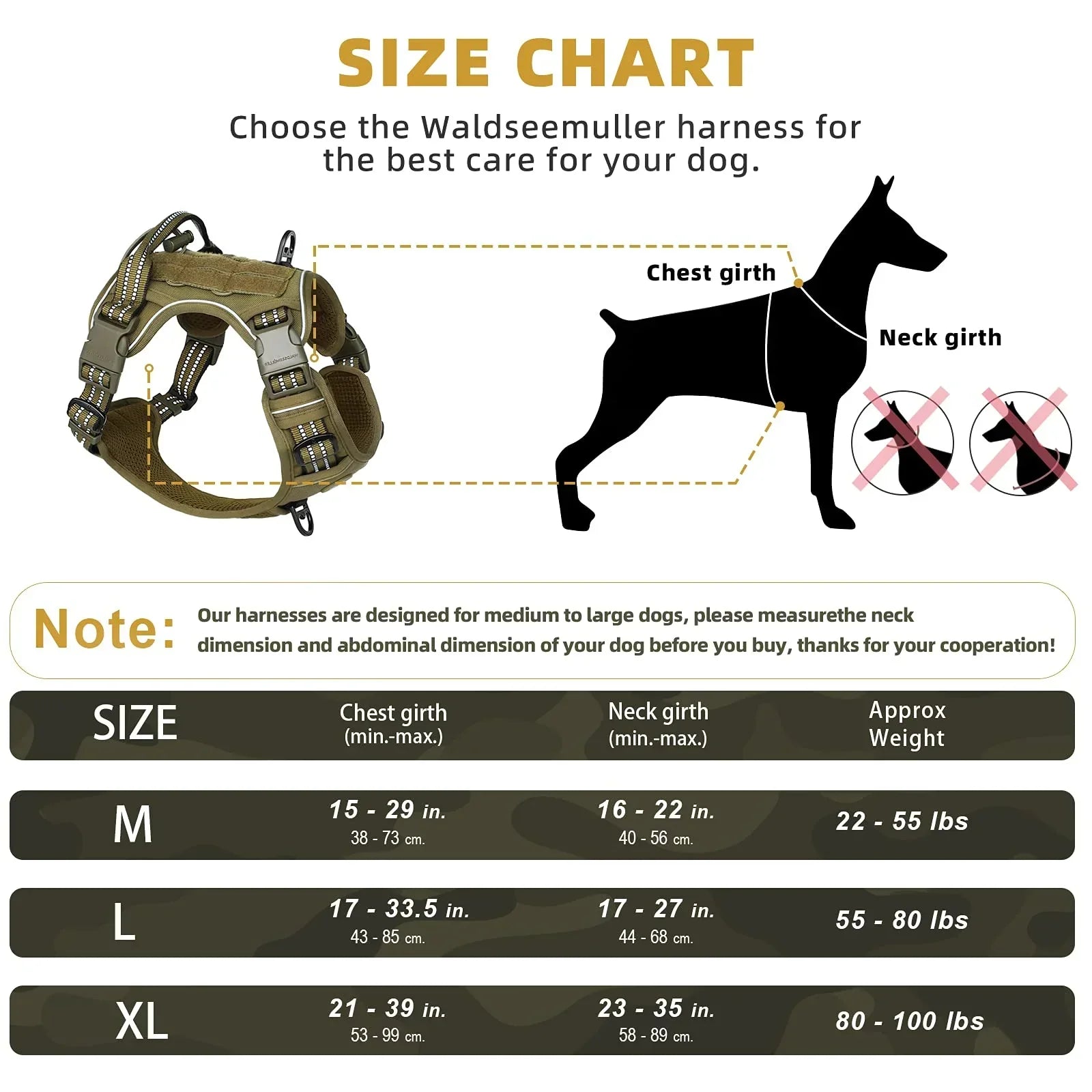 Tactical Dog Harness, No Pull Dog Harness, Adjustable Breathable MOLLE Dog Vest Harness for Medium Large Dog Reflective Military - Empire P.E