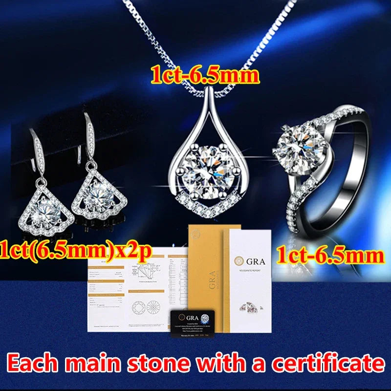 Moissanite Rings For Women Round Cut, Earrings Luxury Copper Trend, Moissanite Necklace Pendant - Empire P.E