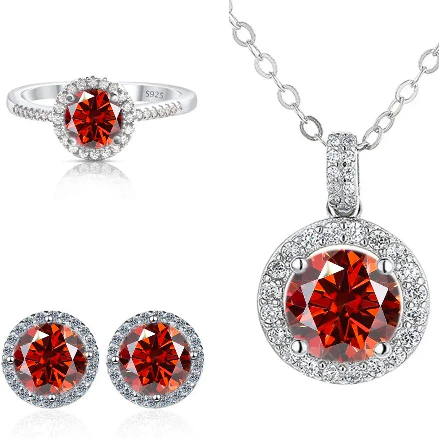 Real Round 6.5mm Moissanite Jewelry Set 925 Sterling Silver - Empire P.E