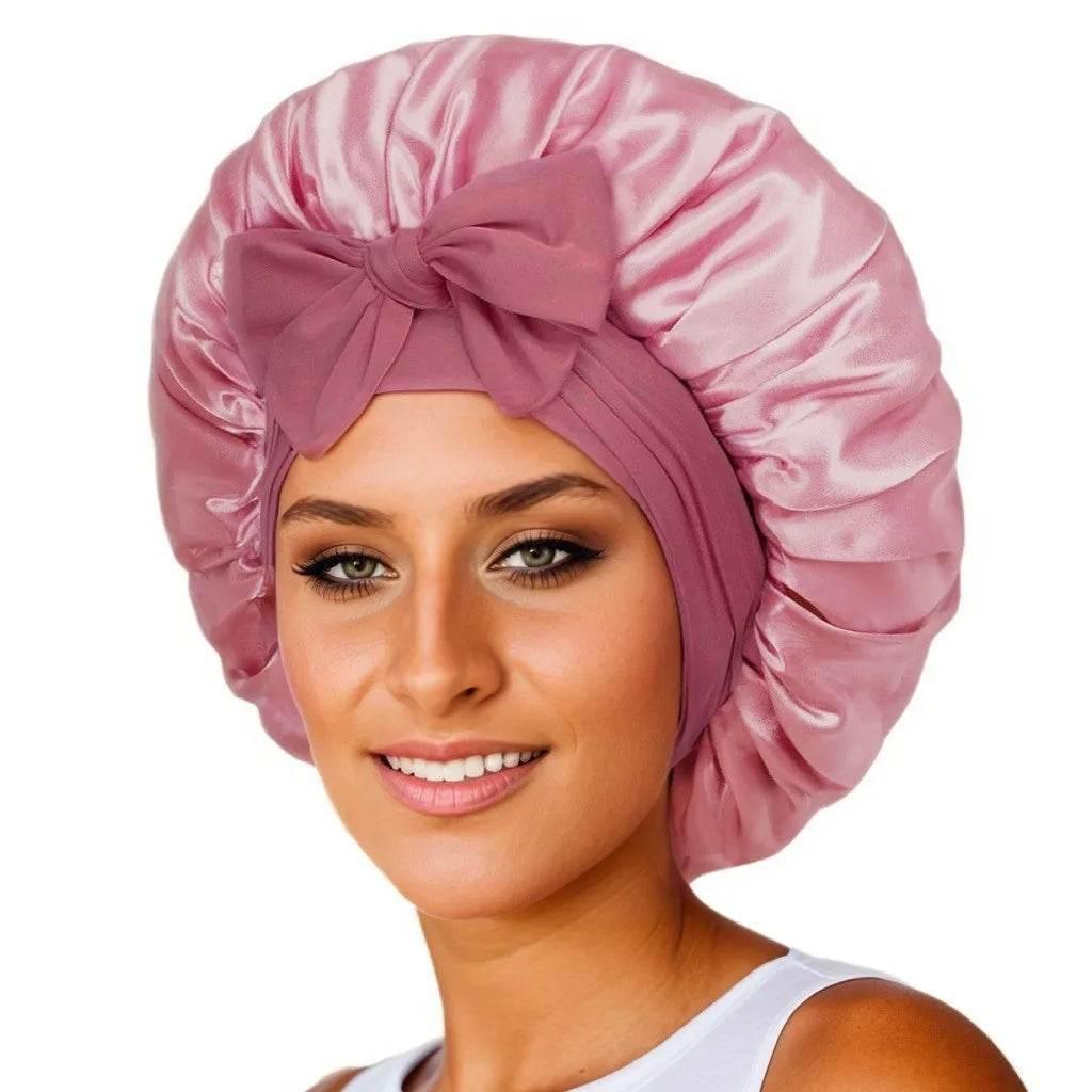 Adjustable Satin Silk Bonnet with Tie Band for Women - Empire P.E