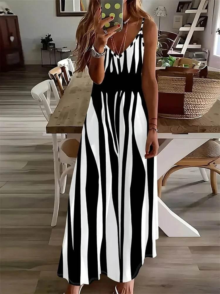 Sleeveless Vest Dress 2024 Summer V-Neck Ladies Loose Halter Dress - Empire P.E