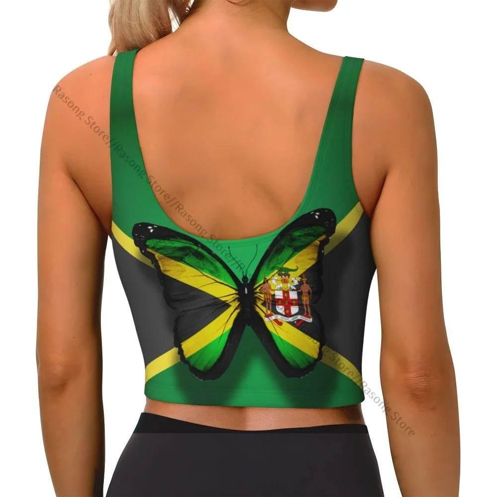 Sports Bra Women Running Yoga Clothes Vest Jamaica Kingdom Flag Gathering Fitness Vest - Empire P.E
