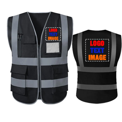 Reflective Safety Custom LOGO TEXT High Visibility Work Vest