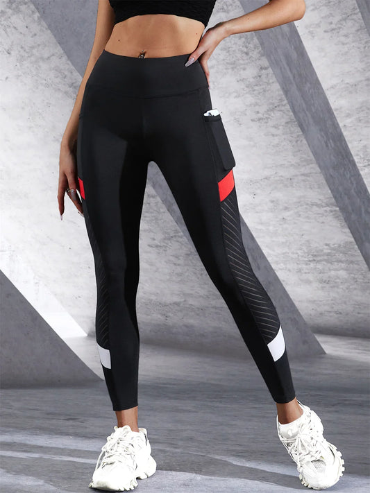 Colorblocked Mesh High Waist Yoga Pants - Empire P.E