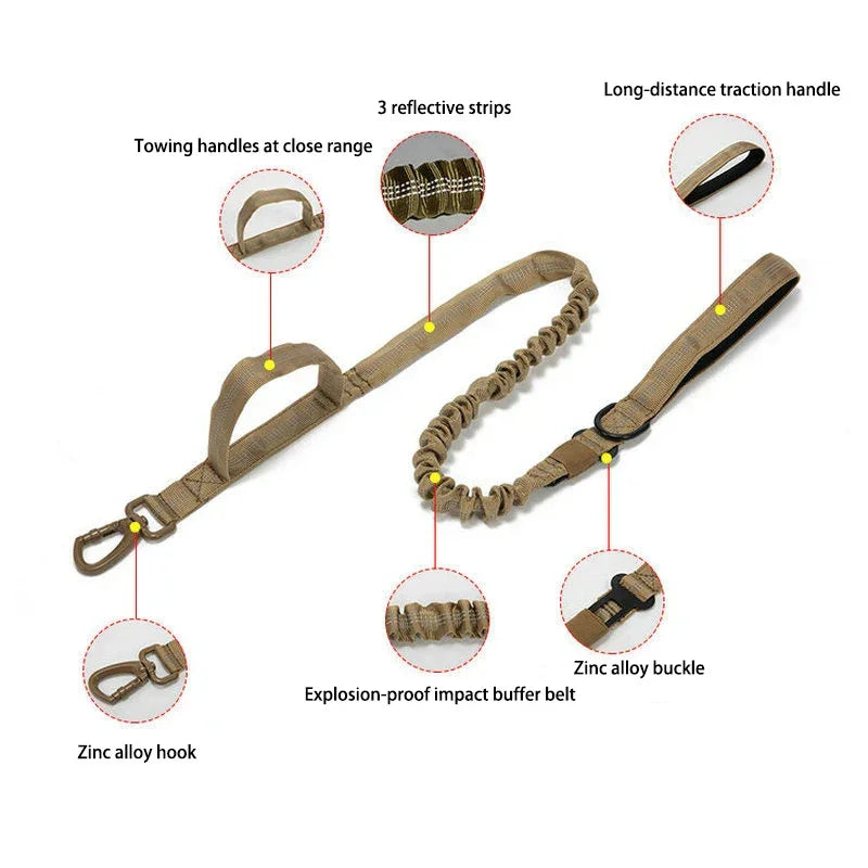 Pet Dog Collar Leash Set Nylon Material Durable Dog Collar Reflective Leash Pet Tactical Training Dog Collar Large Dog Leash Set - Empire P.E