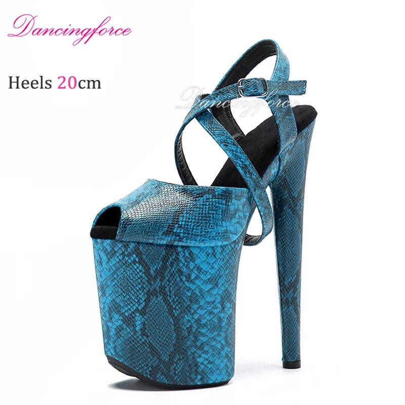 20CM/8inches Snake Print Stripper Pole Dance Shoes - Empire P.E