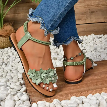 Flower Decoration Flat Sandals - Empire P.E