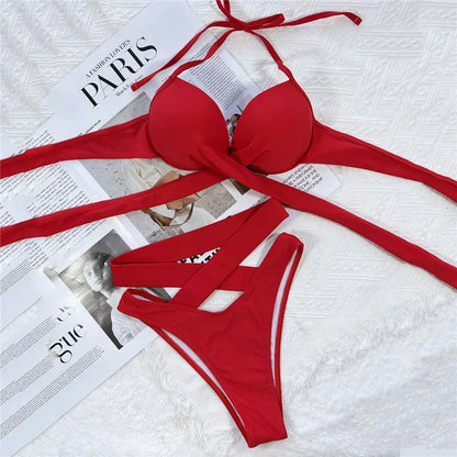 Black High Waisted Bikini Push Up Women