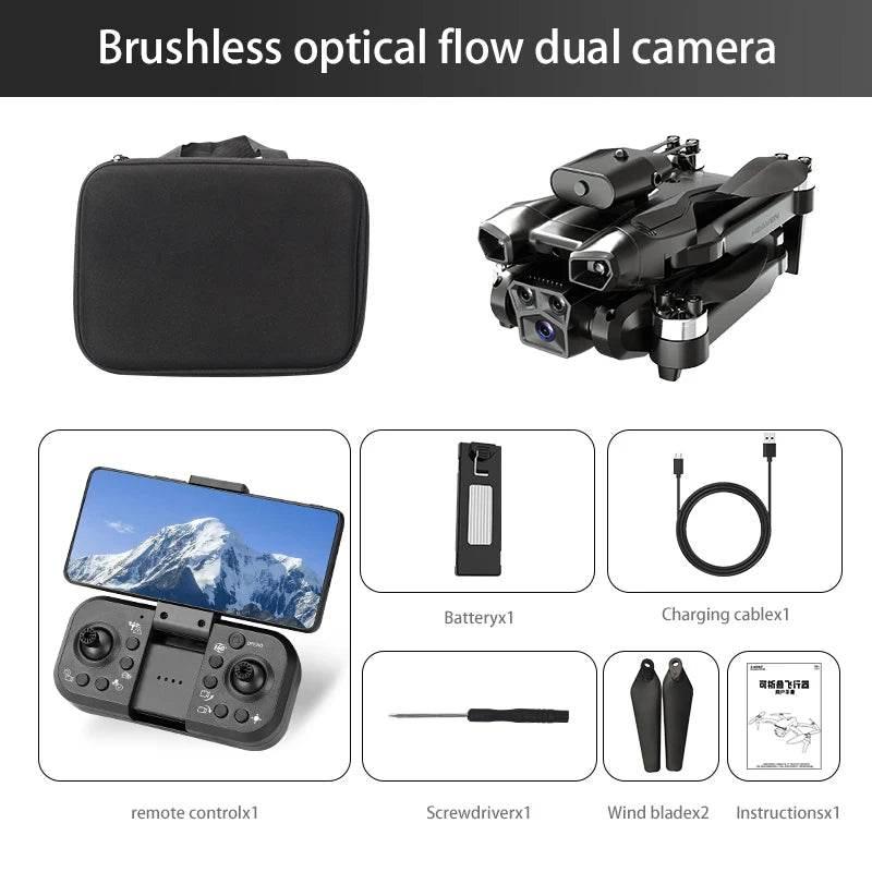 Drone aerial view brushless motor with obstacle avoidance optical flow foldable quadrotor foldable remote control airplane toy - Empire P.E