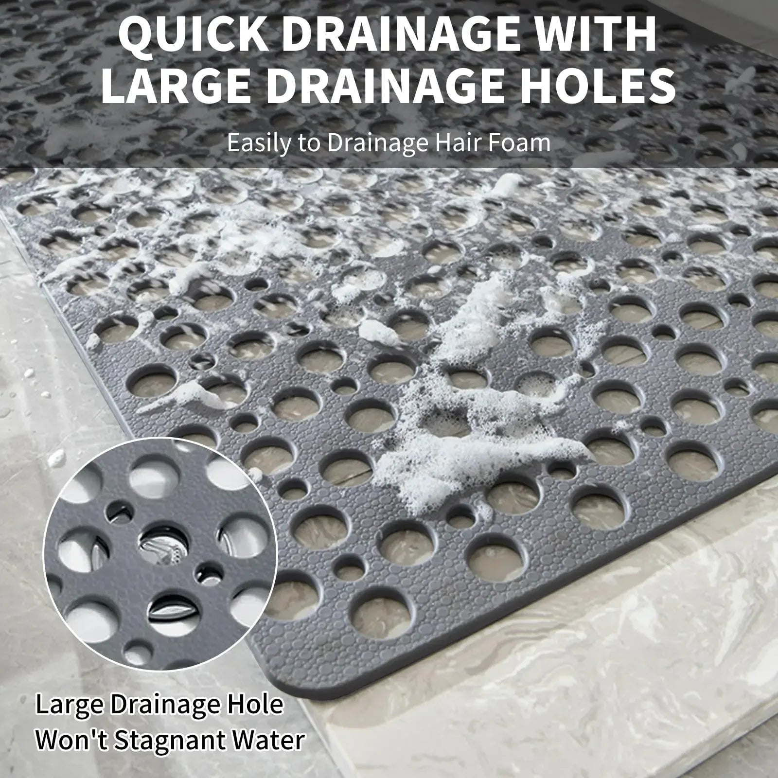 Mould Rubber Anti Slip Bath Mat with Drain Holes - Empire P.E