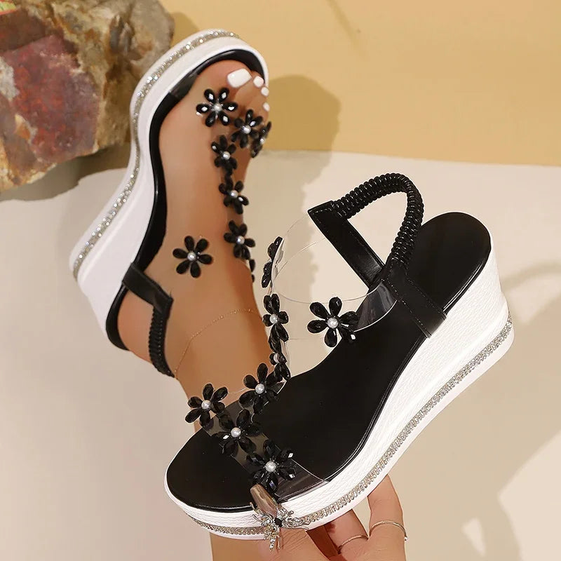 Elegant Rhinestones Flowers Sandals