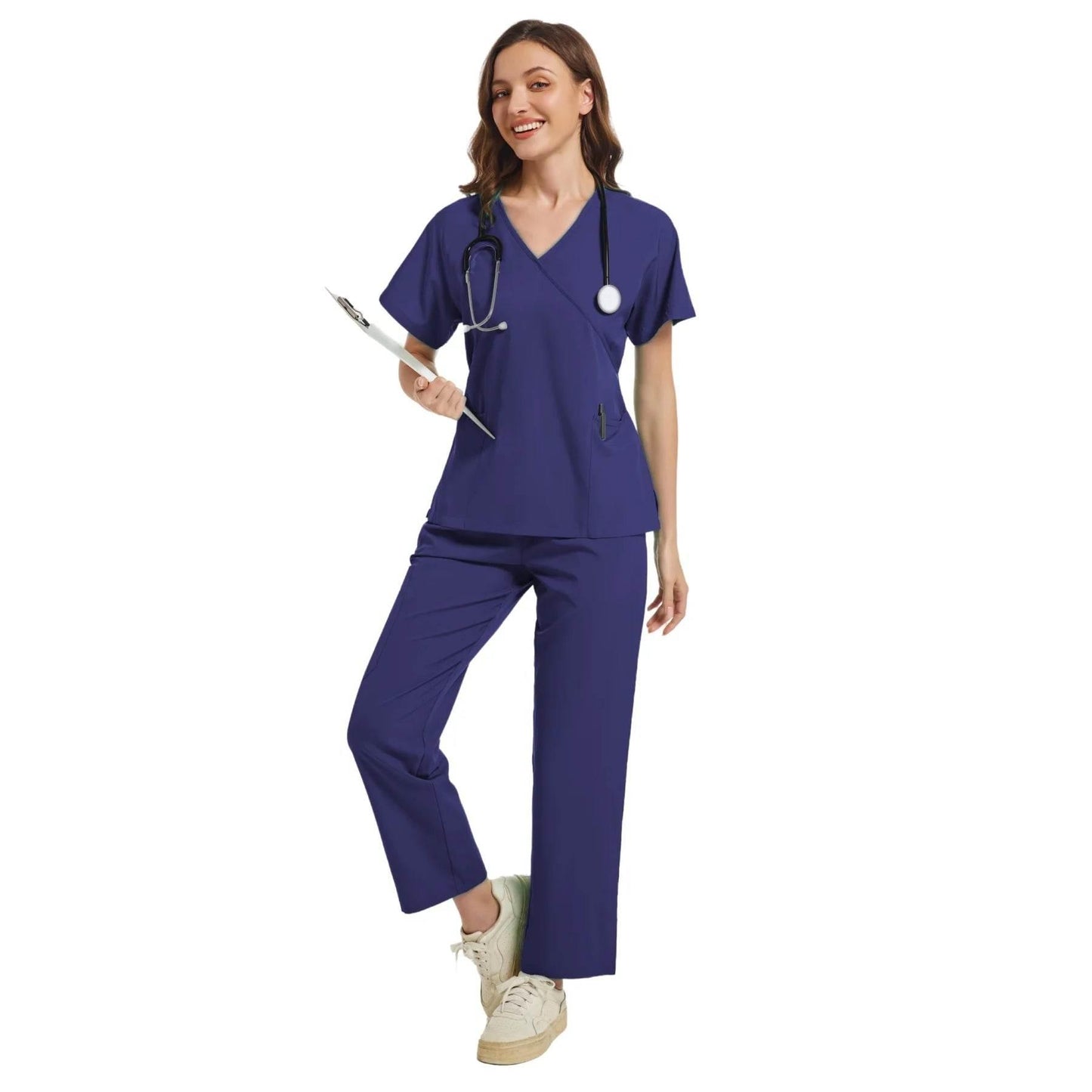 Stretch Scrubs Women Set Medical Scrubs Top+ Jogger Pants Nursing Uniforms Clinical Scrubs Set Nurse Doctor Dustproof Workwear - Empire P.E