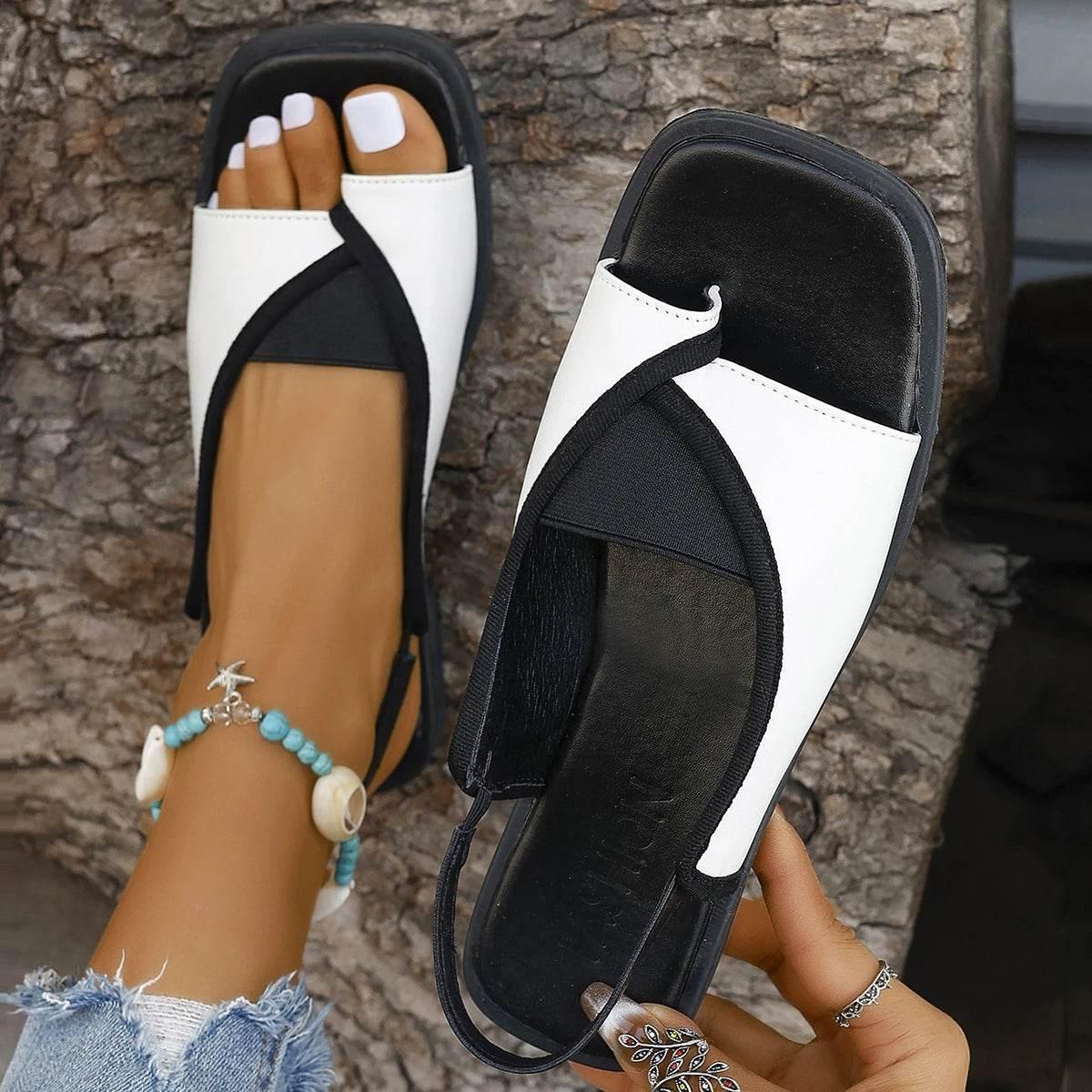 Women Sandals 2024 New Summer Casual Sandals Vintage Open Toe Flip Flops Fashion Beach Flat Basic Square Head Designer Shoes - Empire P.E