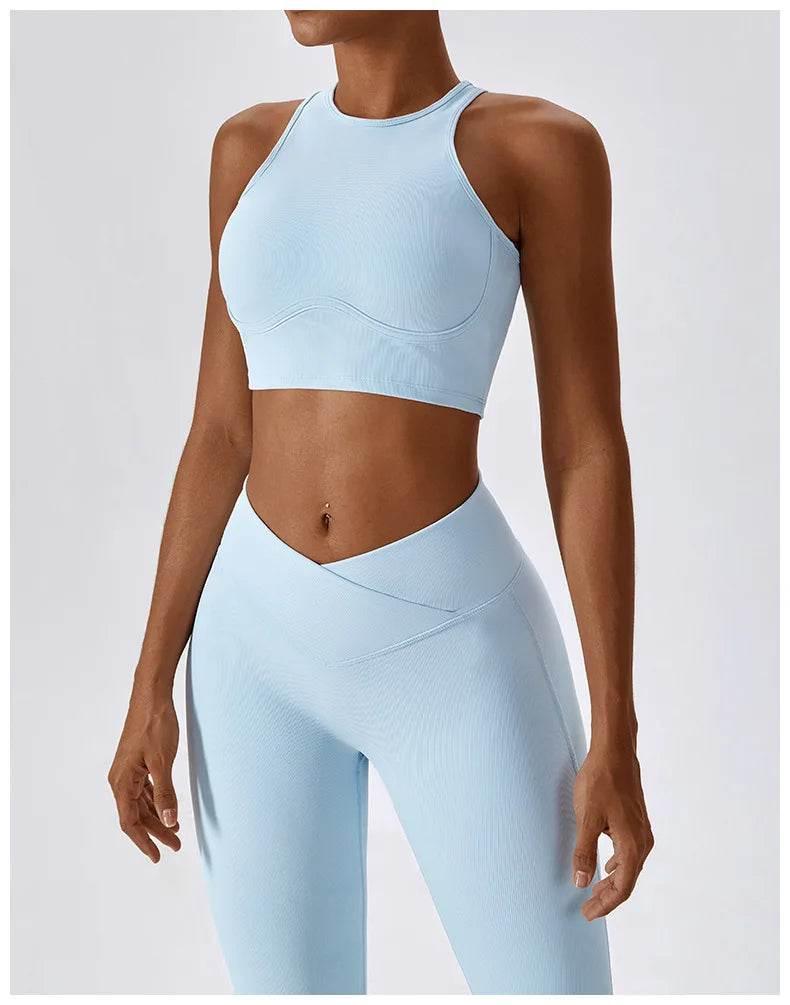 2PCS Seamless Yoga Set Gym Clothes Sportswear Yoga Suits For Women Fitness Rib Tracksuits Sports Bra Gym Leggings Sports Suits - Empire P.E