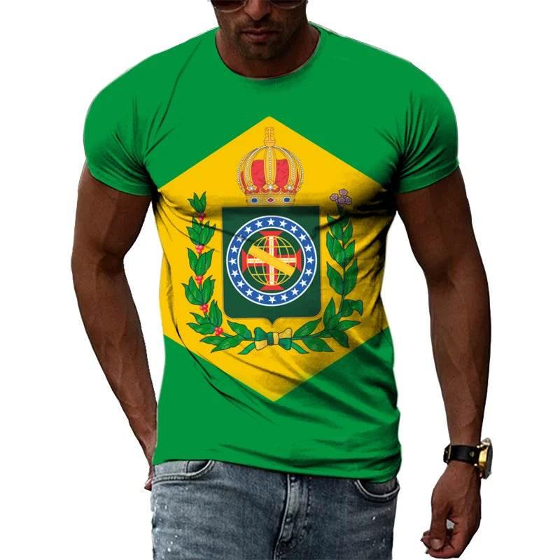 Brazilian Flag 3D Print T-shirts Summer Men Woman Short Sleeve Casual Tees Fashion Streetwear Harajuku T Shirt Kid Tops Clothing - Empire P.E