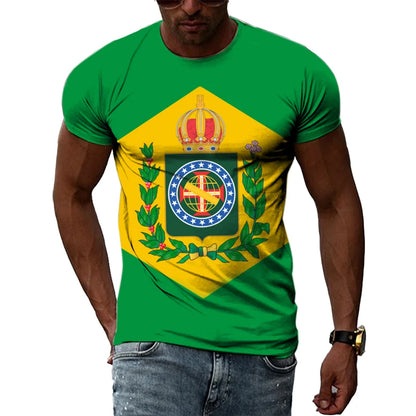 Brazilian Flag 3D Print T-shirts Summer Men Woman Short Sleeve Casual Tees Fashion Streetwear Harajuku T Shirt Kid Tops Clothing - Empire P.E