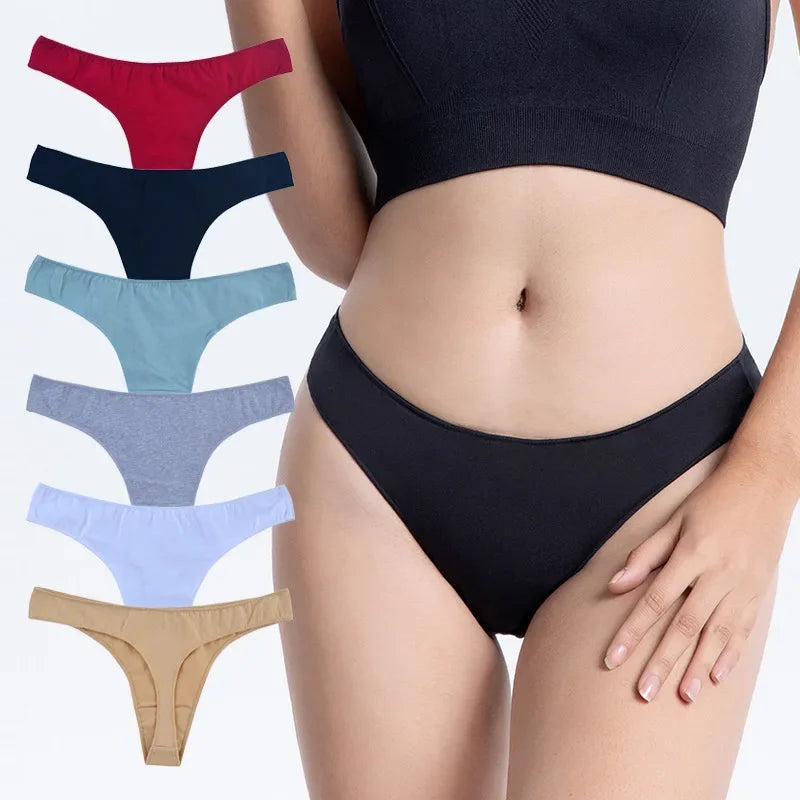 4Pcs/Set Cotton Thongs For Women Low Rise Panties - Empire P.E