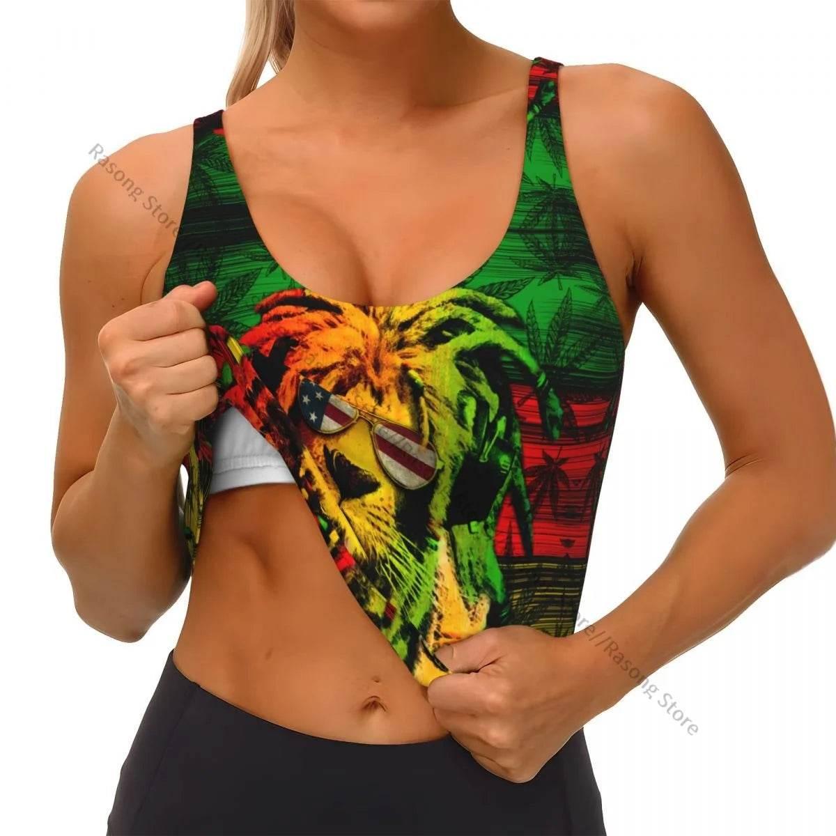 Sports Bra Women Running Yoga Clothes Vest Jamaica Kingdom Flag Gathering Fitness Vest - Empire P.E