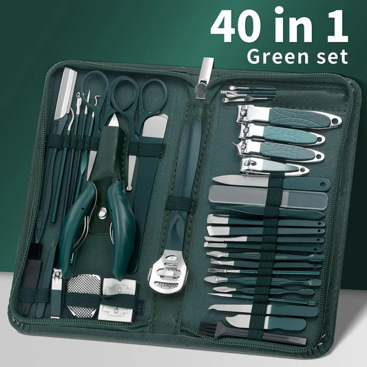9/40 pcs Full Function Manicure Set, Stainless SteelNail Clippers Pedicure Kit - Empire P.E