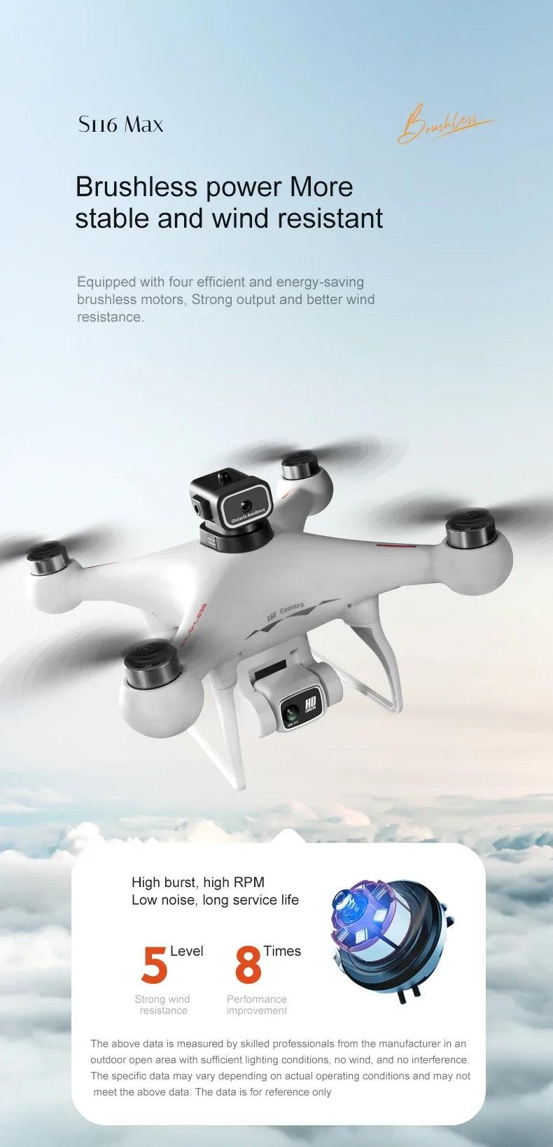 S116MAX 8K HD Drone Dual Camera 3 Batteries Optical Flow 360° Obstacle Avoidance WiFi FPV RC Quadcopter - Empire P.E