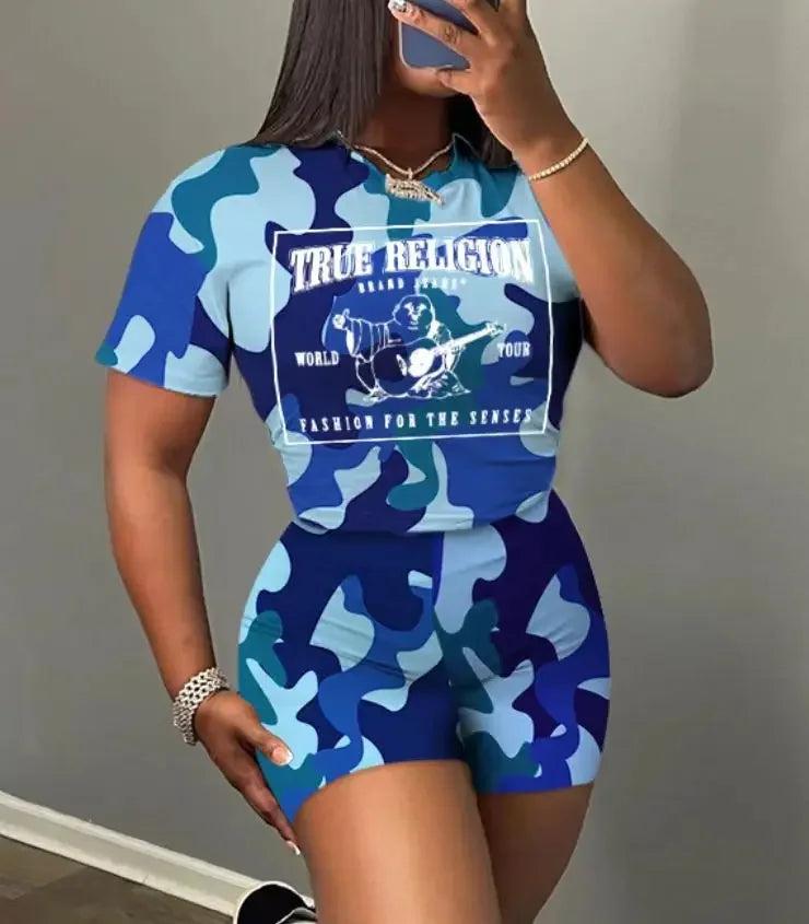 Short Sleeve Crop Tops Casual Shorts Matching Set - Empire P.E