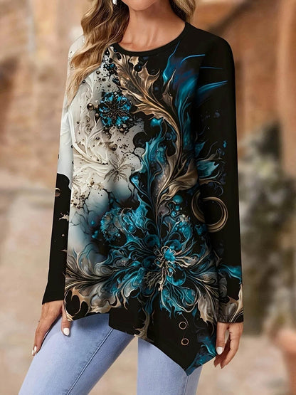 Plus Size Elegant Casual Woman T-Shirt Fashion Loose T-Shirt Woman Temperament Long sleeve T-Shirt Holiday Weekend - Empire P.E