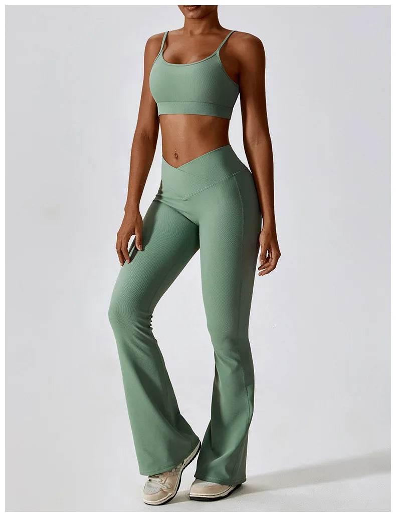 2PCS Seamless Yoga Set Gym Clothes Sportswear Yoga Suits For Women Fitness Rib Tracksuits Sports Bra Gym Leggings Sports Suits - Empire P.E