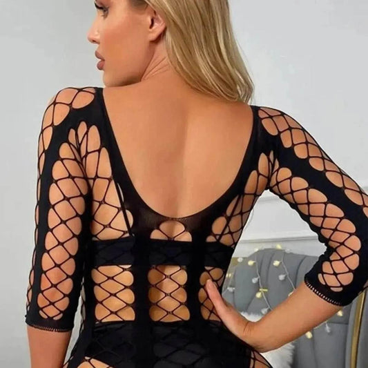 Hollow Out Sheer Mesh Bodycon Mini Dress - Empire P.E