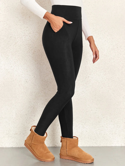 Pockets Thick Winter Warm Leggings Women High Waist Mallas Casual Velvet Warm Leggings Prevent Cold Super Warm Pants - Empire P.E