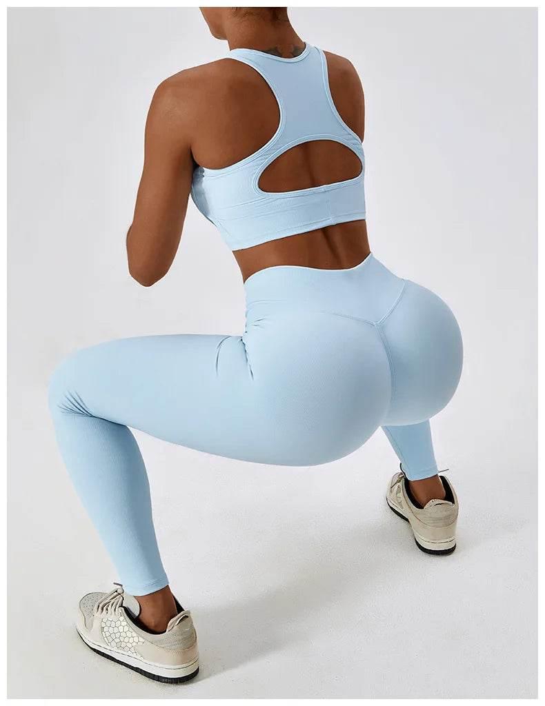 2PCS Seamless Yoga Set Gym Clothes Sportswear Yoga Suits For Women Fitness Rib Tracksuits Sports Bra Gym Leggings Sports Suits - Empire P.E