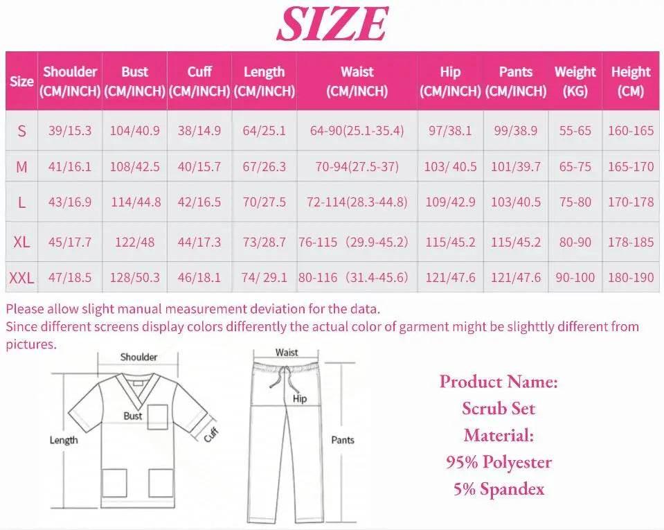 Stretch Scrubs Women Set Medical Scrubs Top+ Jogger Pants Nursing Uniforms Clinical Scrubs Set Nurse Doctor Dustproof Workwear - Empire P.E