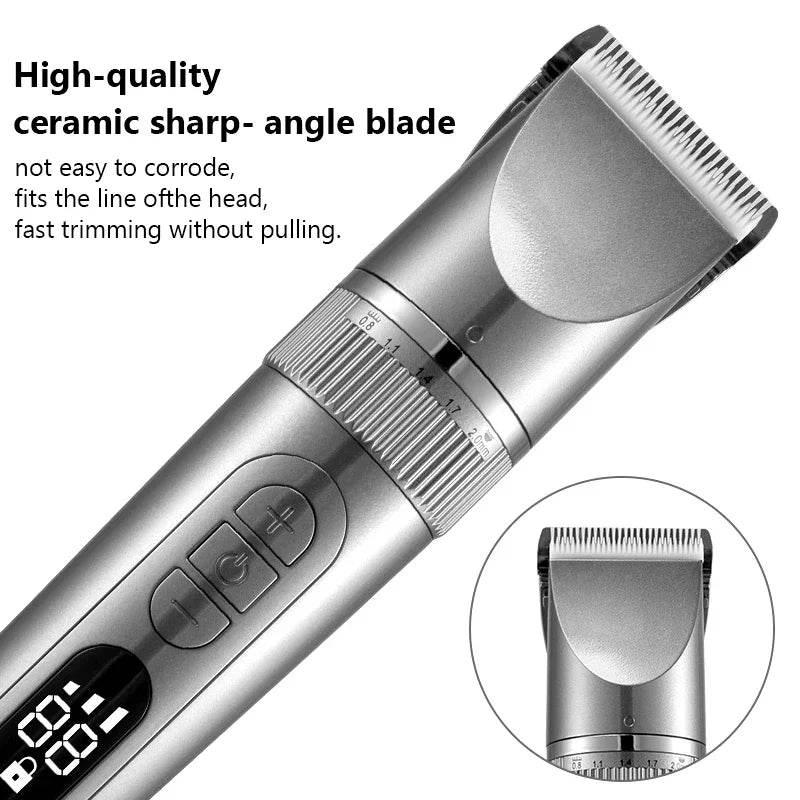 Electric Hair Clipper Men's Professional Hair Clipper Ceramic Blade Household Low Noise Trimmer USB Charging Men's Haircut Tools - Empire P.E