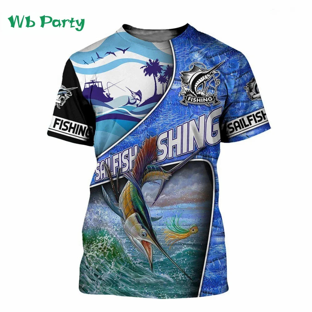 Men Shirts Graphic Tee Fish Print Short Sleeved - Empire P.E