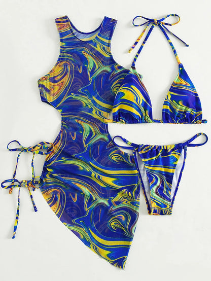 3 Pieces Bikini Set Women Leopard Halter Sexy Swimsuit 2026