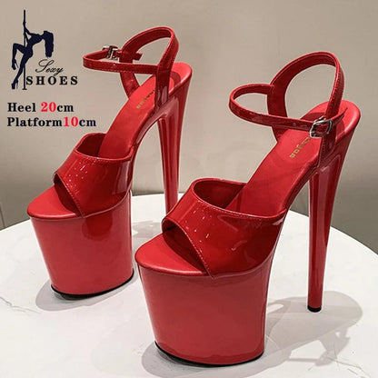 20cm/8Inch Heel Black Sexy Super High Pole Dance High Heels - Empire P.E
