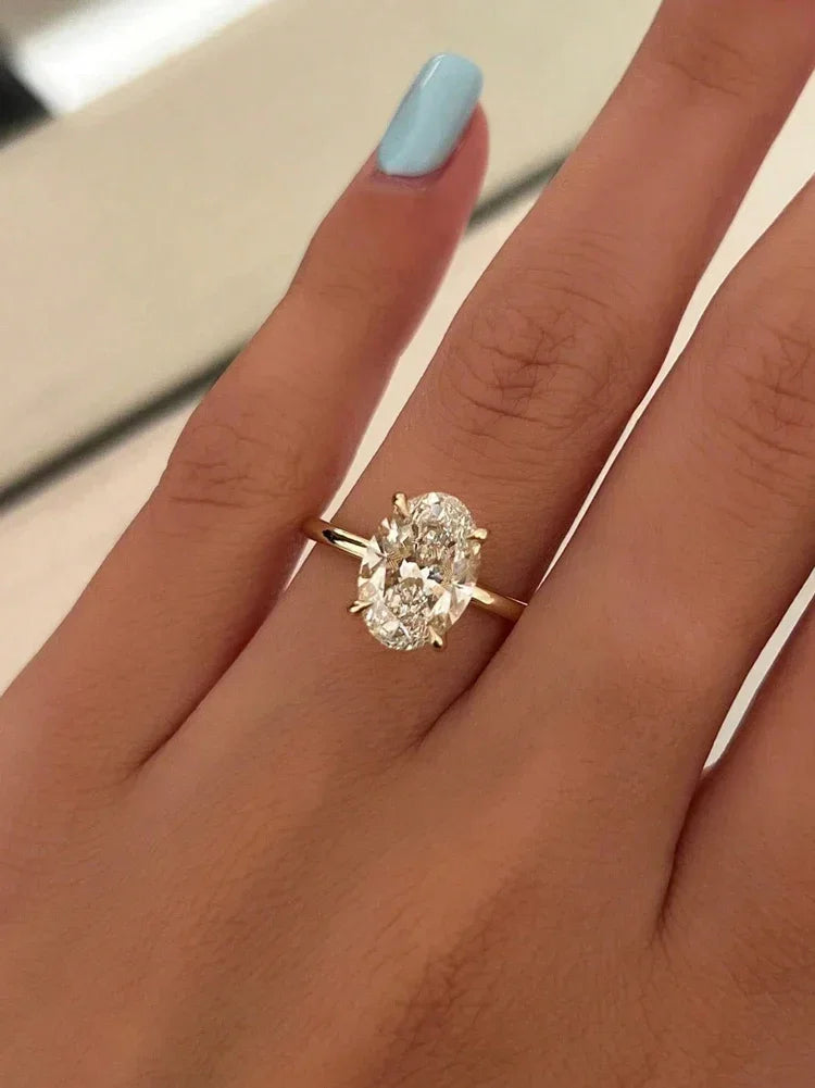 925 Sterling Silve Gorgeous Shiny 1-8CT Zircon Oval Stone Ring - Empire P.E