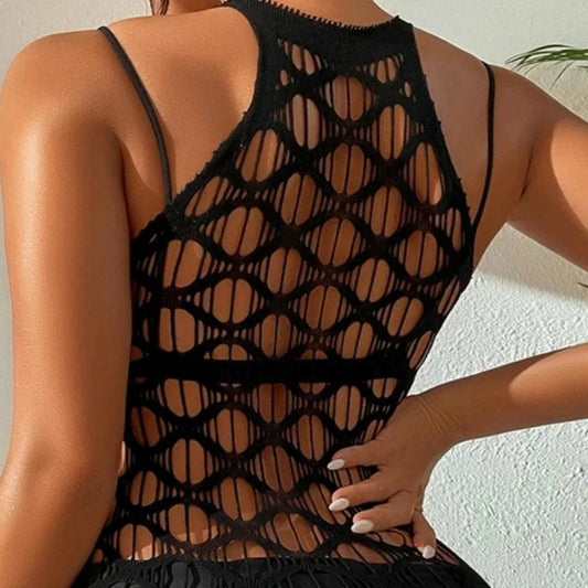 Sexy Cover Up Hollow Out Fishnet Dress - Empire P.E