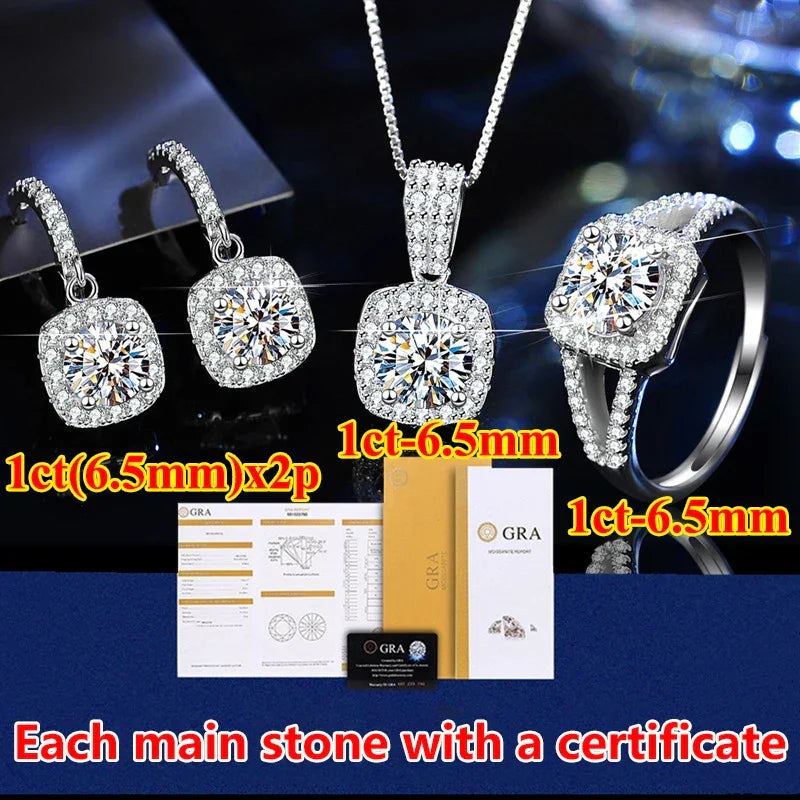 Moissanite Rings For Women Round Cut, Earrings Luxury Copper Trend, Moissanite Necklace Pendant - Empire P.E