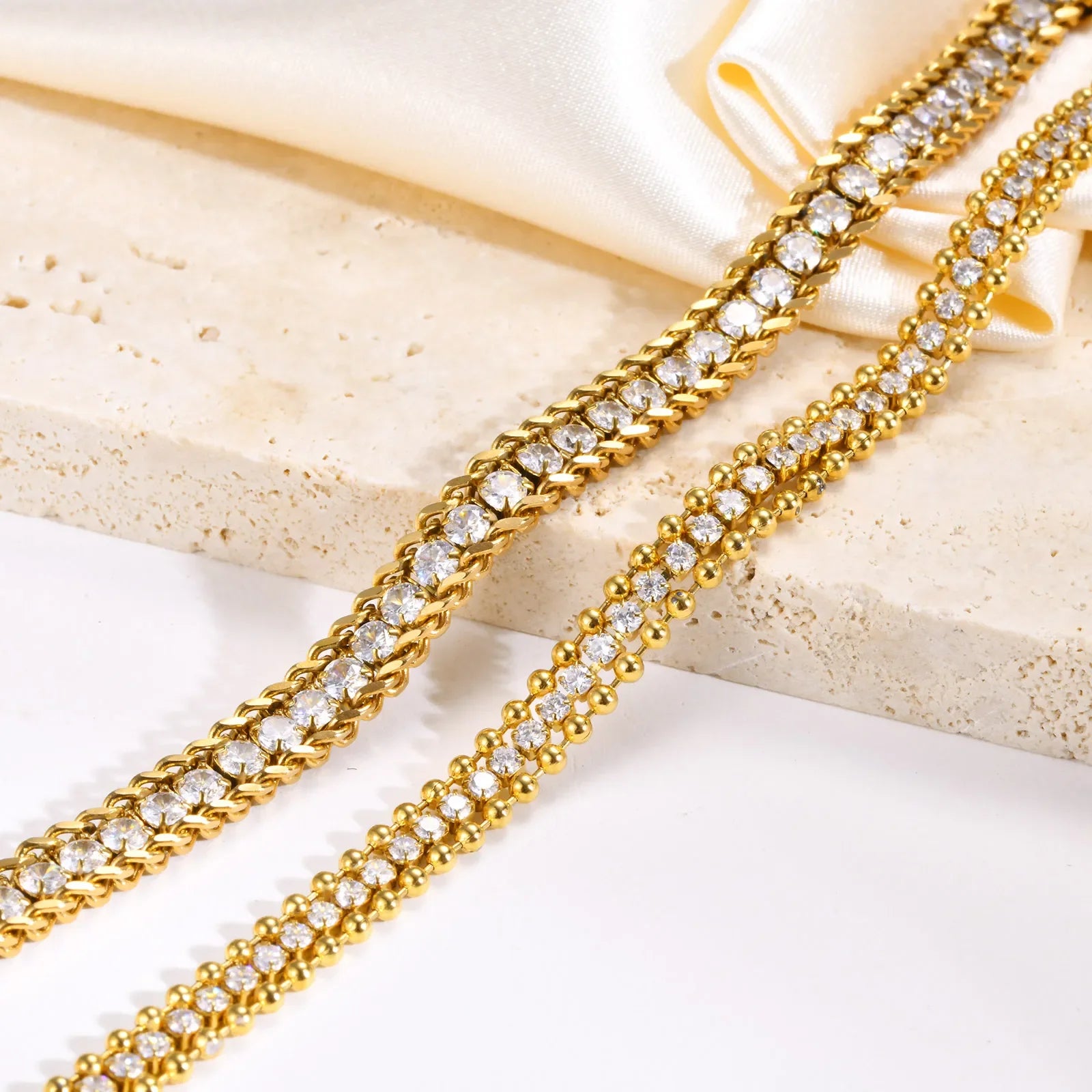 Tennis Bracelet, Stainless Steel Miami Chain With Cubic Zirconia Bangle - Empire P.E