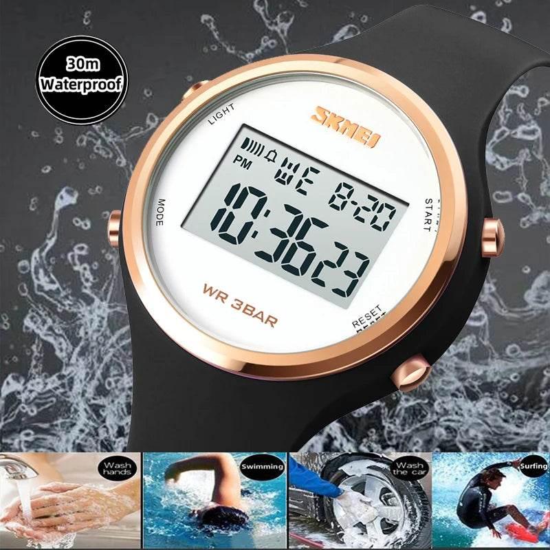 Fashion Digital Watches for Womens Waterproof LED Light Silicone Strap - Empire P.E