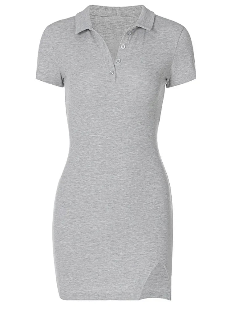 Short Sleeve Slit Sexy Mini Dress - Empire P.E
