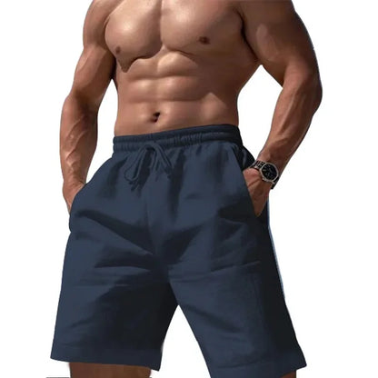 New Linen Cotton Shorts Solid Color Jogging Sweatpants Elastic Waist Shorts for Men Large Lightweight Summer Basketball Shorts - Empire P.E