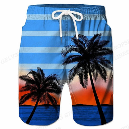 Men's Swimming Coconut Tree 3d Surfing Board Shorts