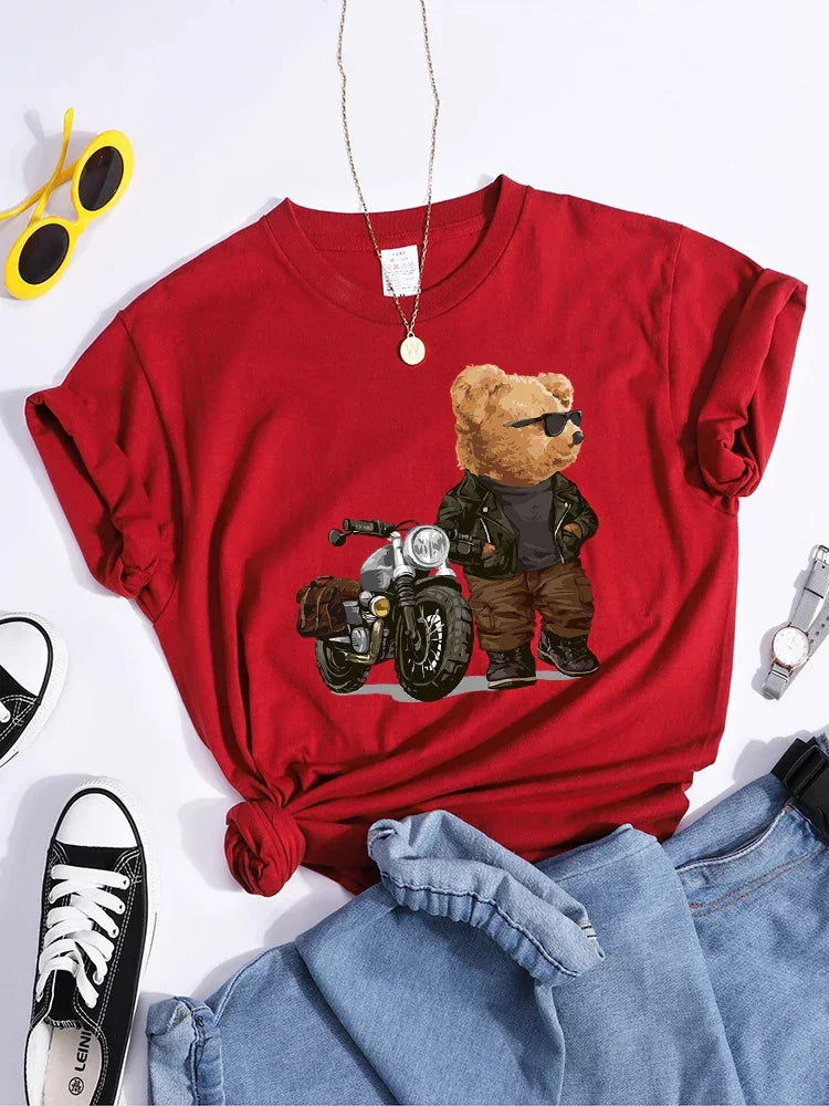 Motorcycle Teddy Bear Wearing Sunglasses Tshirt - Empire P.E