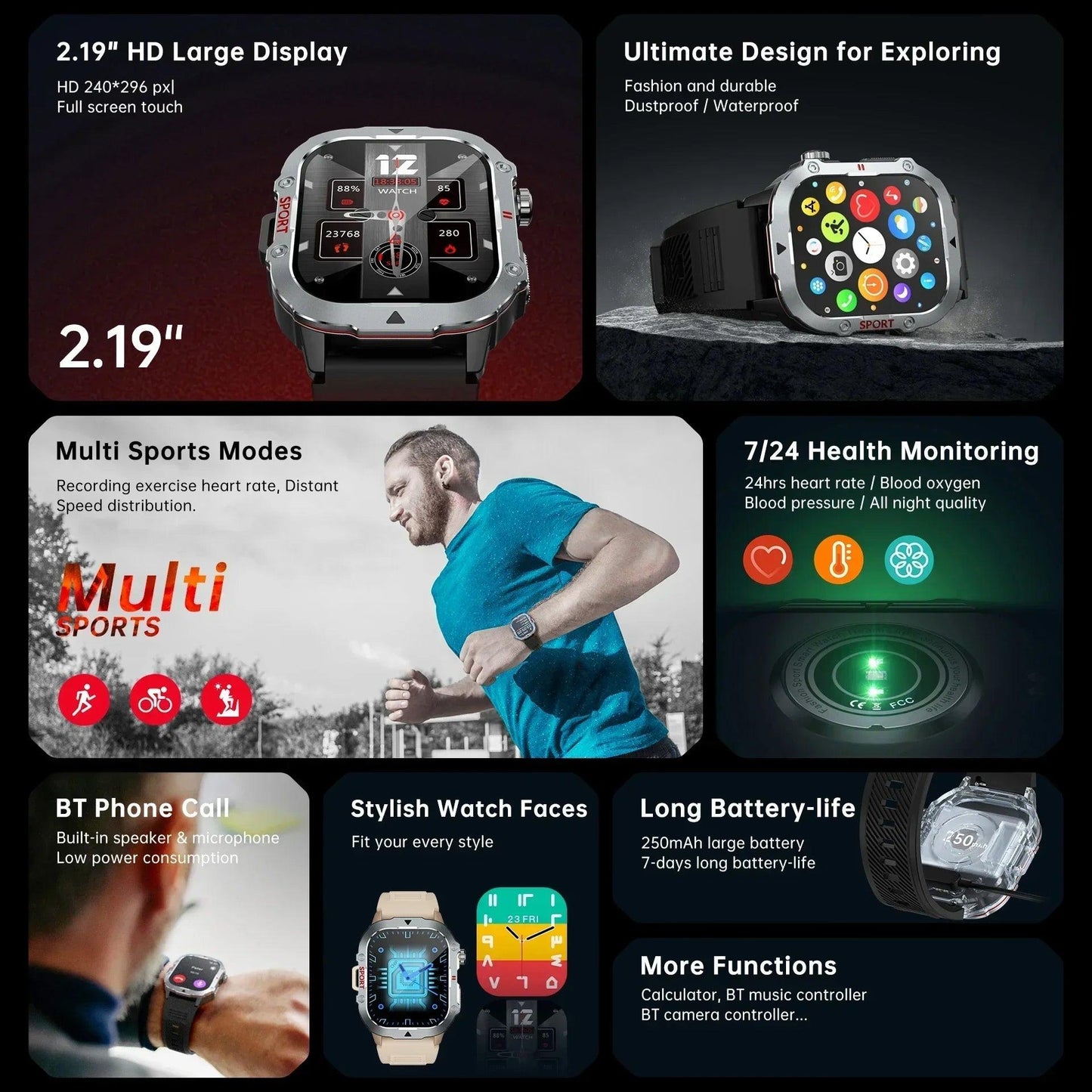 2025 New for Xiaomi Military Smart Watch Men Waterproof - Empire P.E